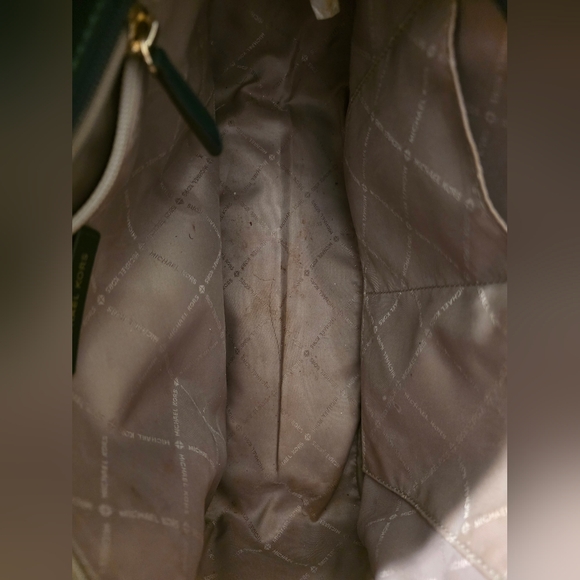 Michael Kors Dark Green Logo Chain-Handle Tote Jet Set Travel Large Signature - Picture 3 of 11